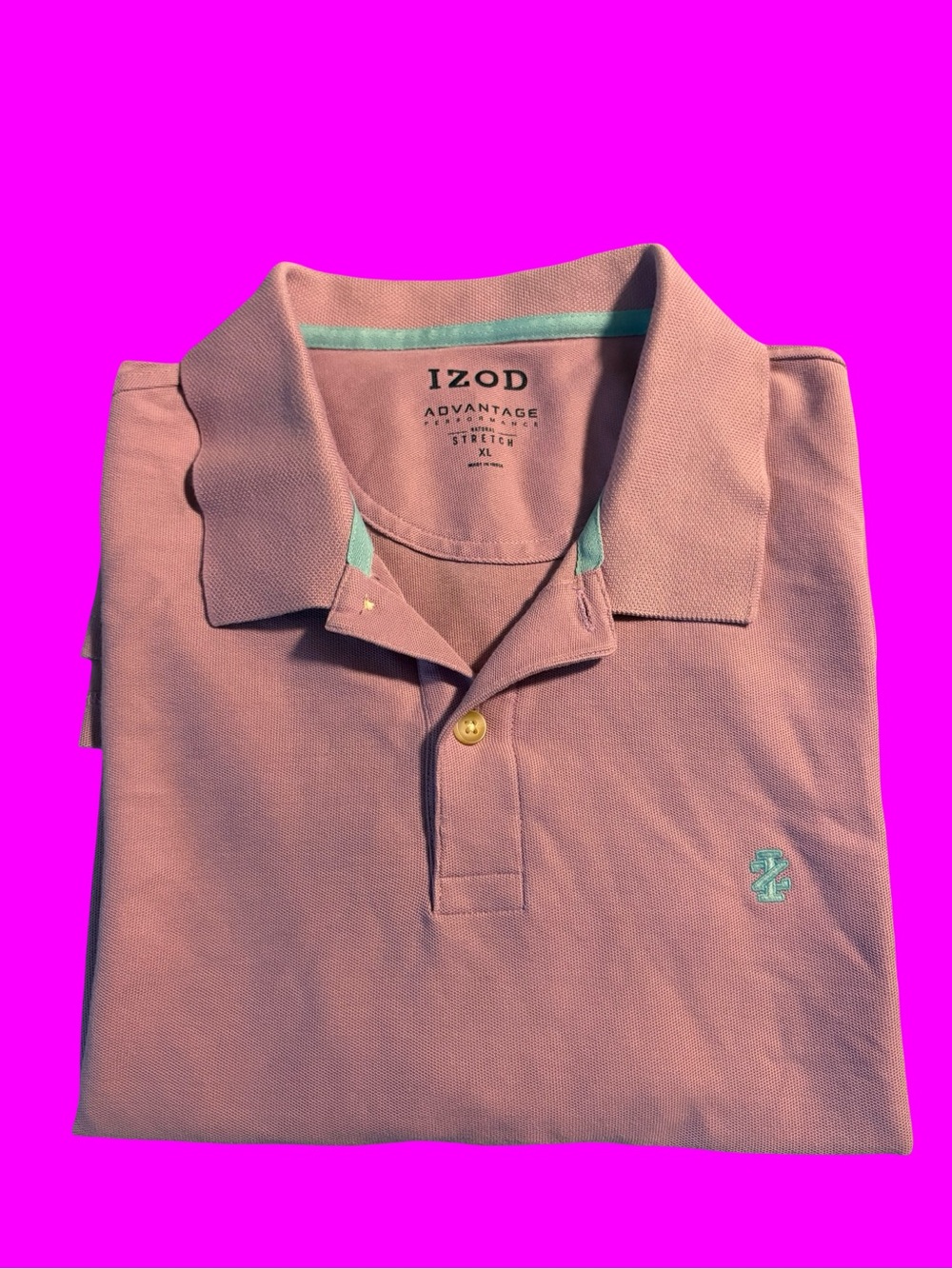 IZOD Advantage stretch polo in lavender with teal accent Like New Men’s Size XL